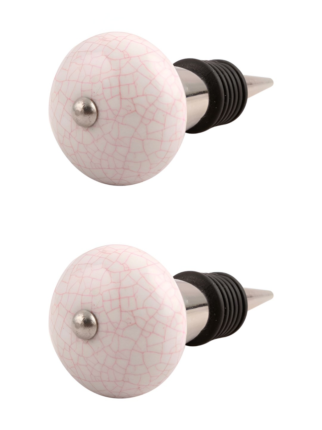 

Indianshelf White & Black 2 Pieces Crackle Printed Ceramic Wine Bottle Stoppers