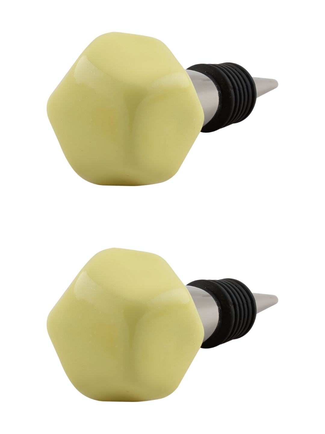 

Indianshelf Yellow & Black 2 Pieces Textured Ceramic Wine Bottle Stoppers