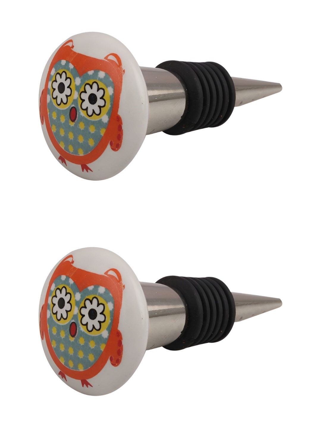 

Indianshelf Orange & White 2 Pieces Printed Ceramic Wine Bottle Stopper