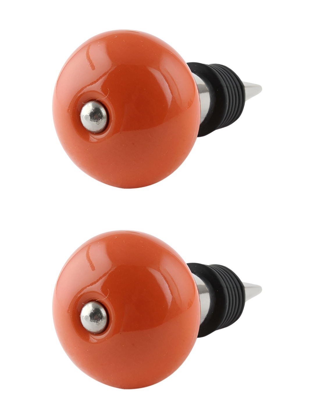 

Indianshelf Orange-Coloured 2 Pieces Round Airtight Ceramic Wine Bottle Stoppers