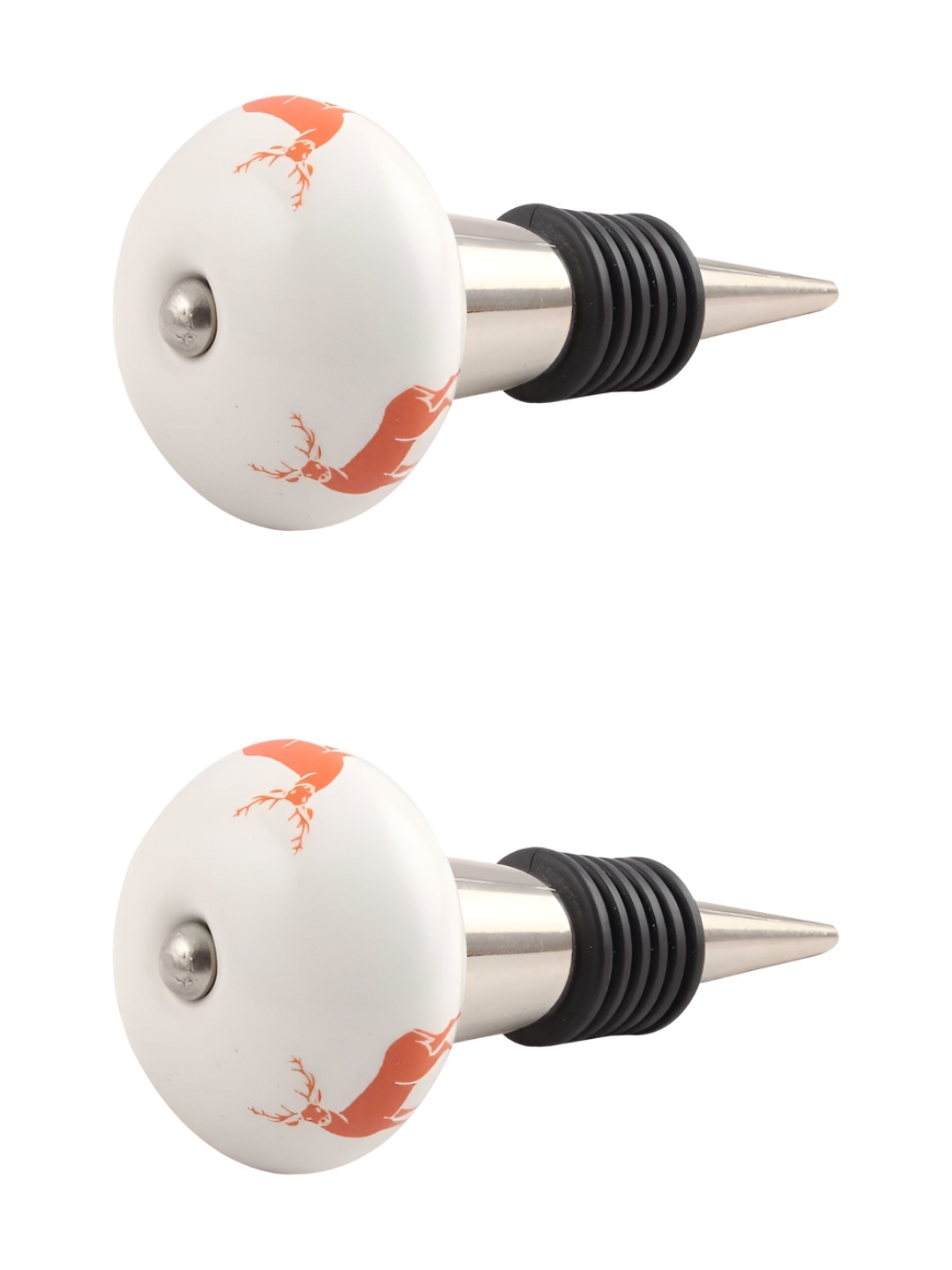 

Indianshelf Orange & White 2 Pieces Printed Ceramic Wine Bottle Stopper
