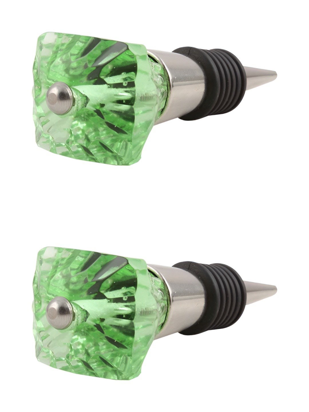 

Indianshelf Green and Black 2 Pieces Square Cut Glass Wine Bottle Stoppers
