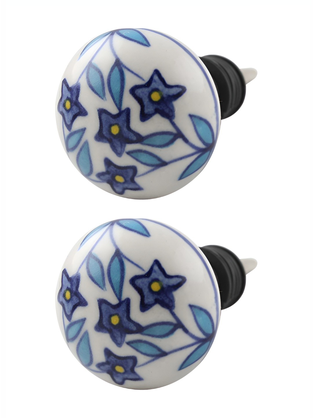 

Indianshelf White & Blue 2 Pieces Floral Printed Ceramic Wine Bottle Stoppers
