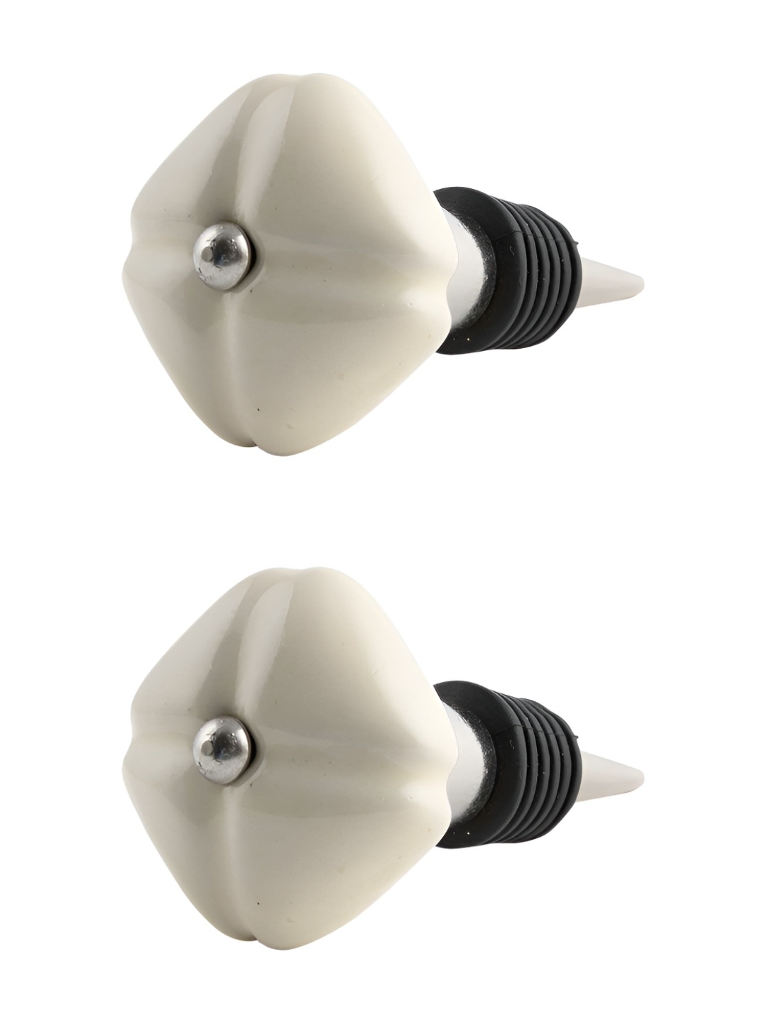 

Indianshelf Beige & Black 2 Pieces Ceramic Wine Bottle Stopper