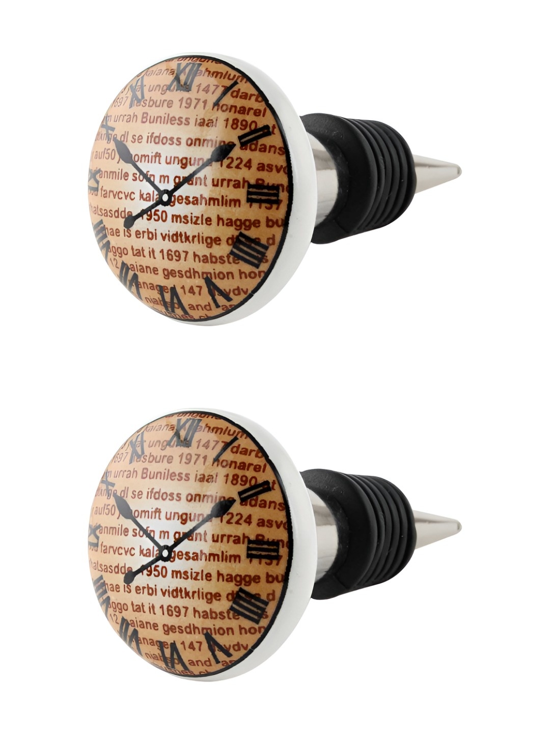 

Indianshelf White & Brown 2 Pieces Printed Ceramic Wine Bottle Stoppers