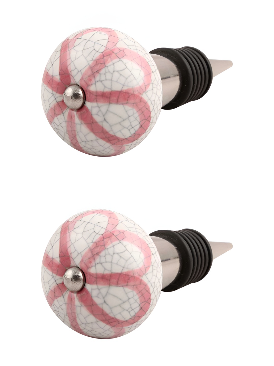 

Indianshelf Pink & Black 2 Pieces Sunflower Printed Ceramic Wine Bottle Stoppers