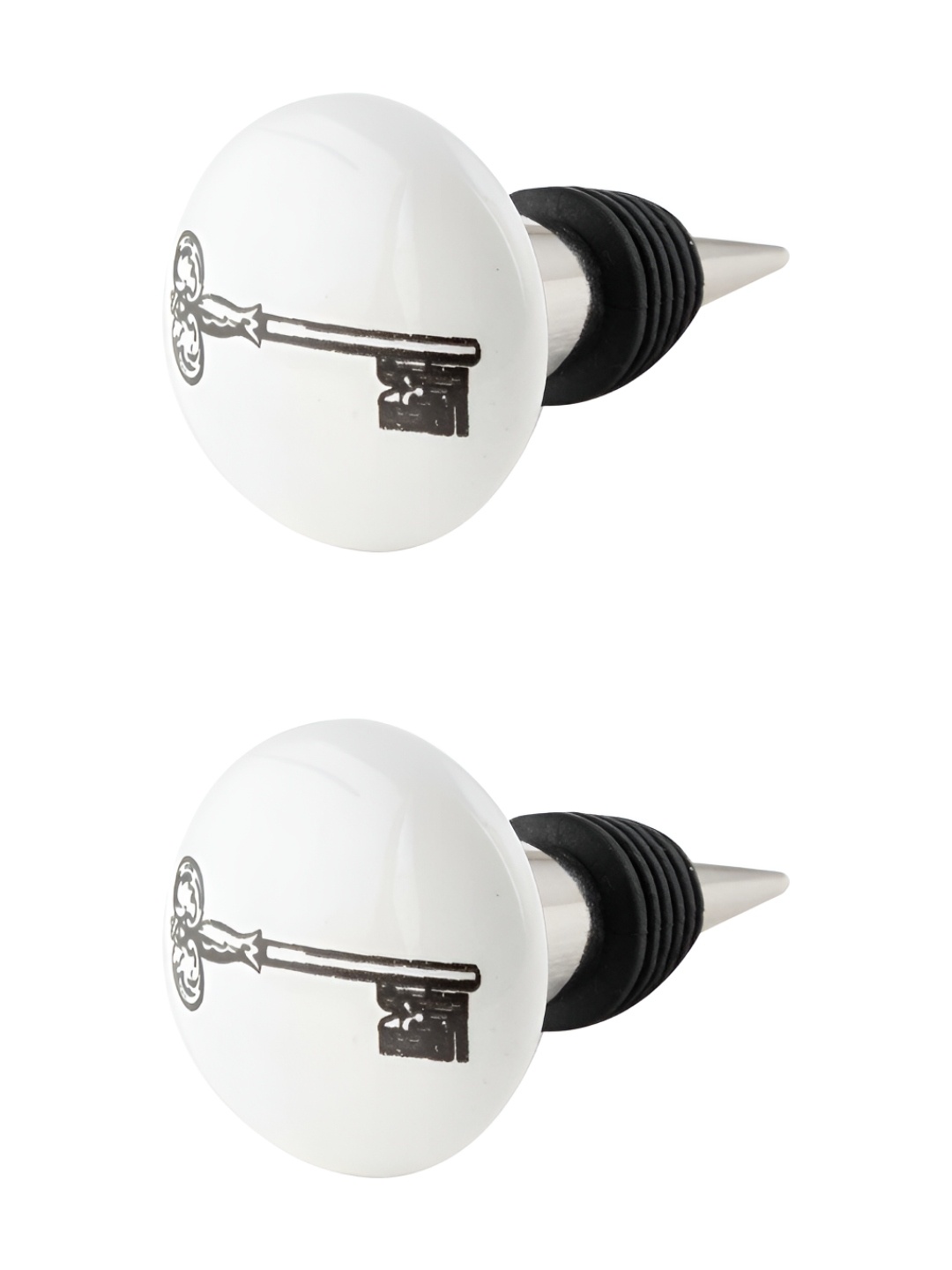 

Indianshelf Black & White 2 Pieces Ceramic Wine Bottle Stopper