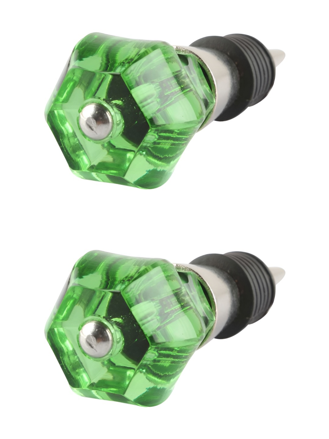 

Indianshelf Green & Silver-Toned 2 Pieces Glossy Umbrella Glass Wine Bottle Stoppers