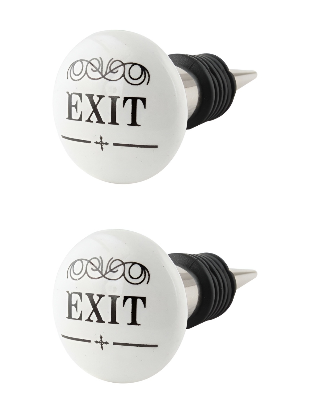 

Indianshelf Black & White 2 Pieces Printed Ceramic Wine Bottle Stopper