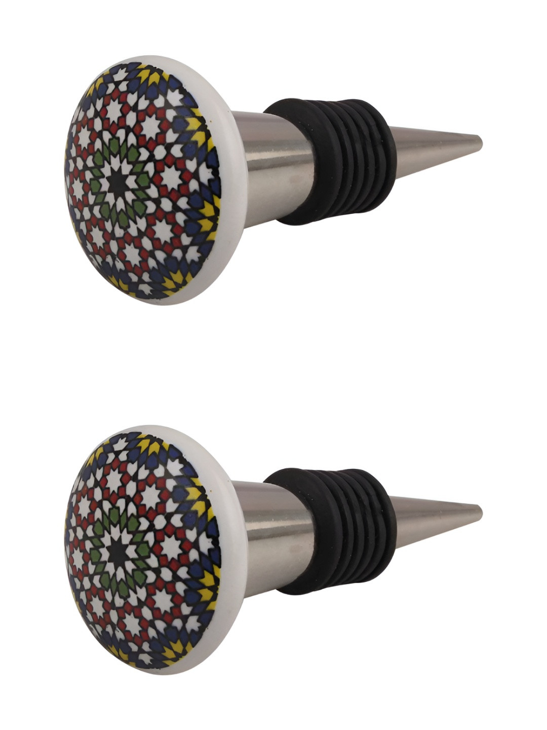 

Indianshelf Red and White 2 Pieces Floral Printed Ceramic Wine Bottle Stoppers