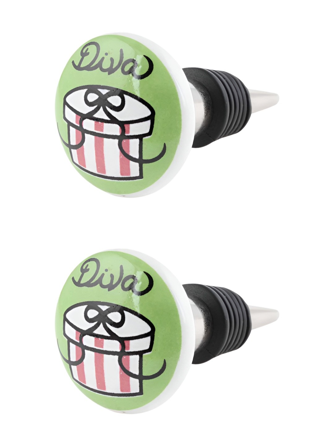

Indianshelf Green & Black 2 Pieces Ceramic Wine Bottle Stopper