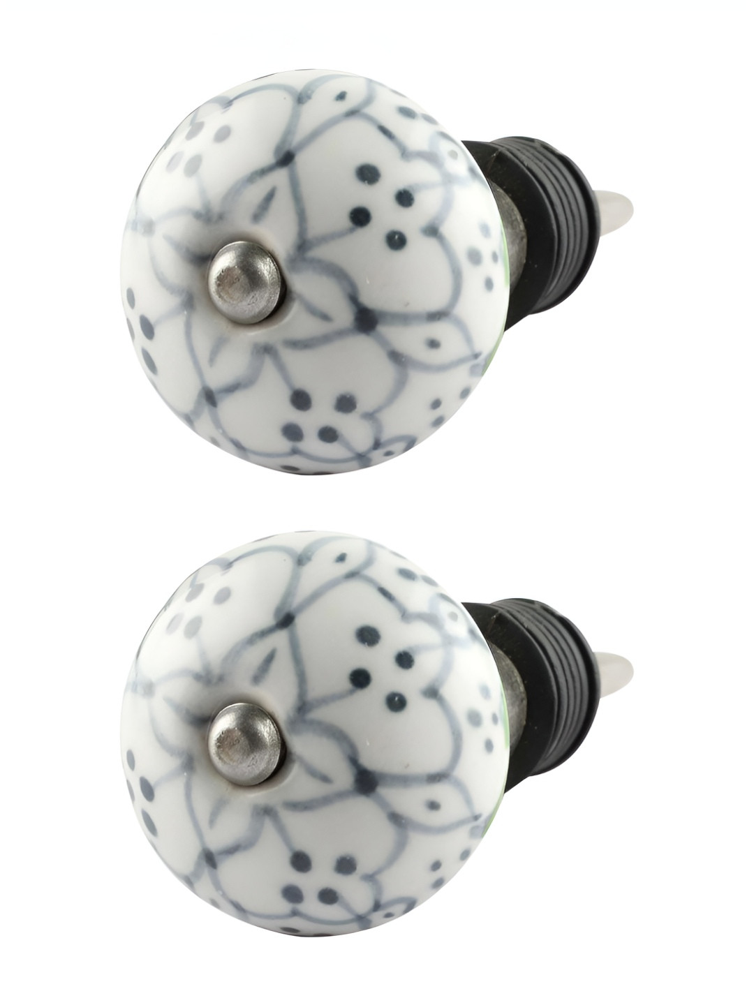 

Indianshelf White & Grey 2 Pieces Printed Ceramic Wine Bottle Stopper