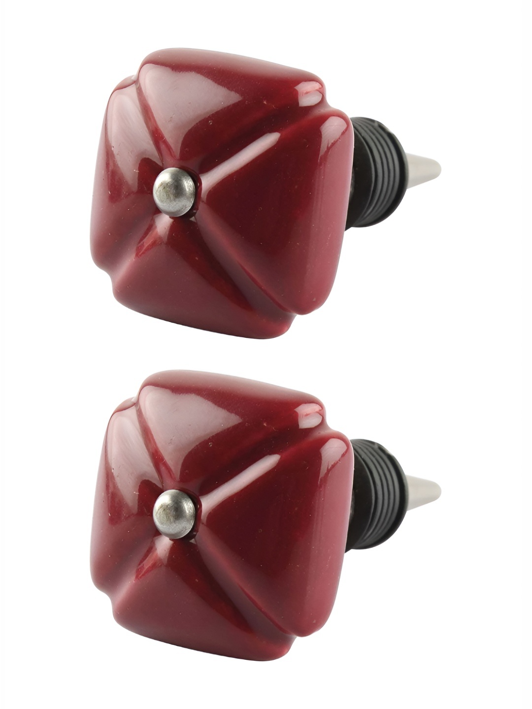 

Indianshelf Red & Silver-Toned 2 Pieces Ceramic Wine Bottle Stoppers