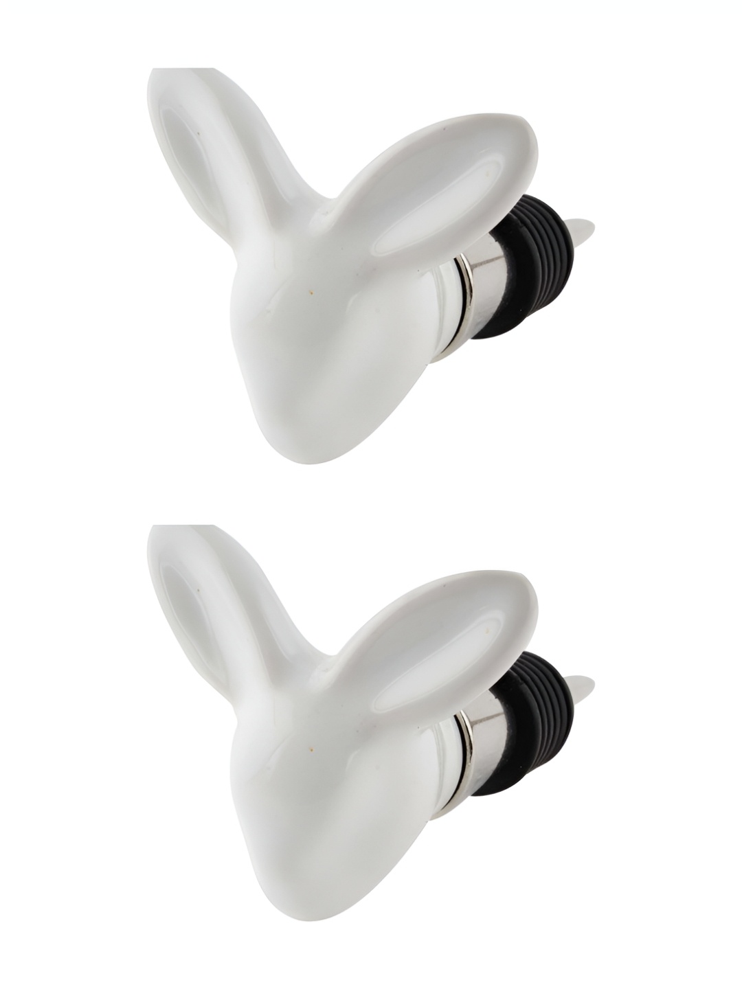 

Indianshelf White & Black 2 Pieces Rabbit Face Ceramic Wine Bottle Stoppers
