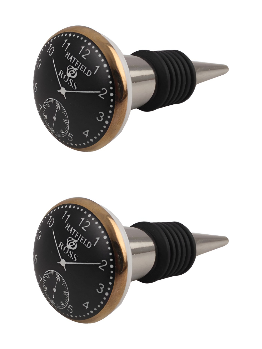 

Indianshelf Black & Gold Toned 2 Pieces Printed Ceramic Wine Bottle Stoppers