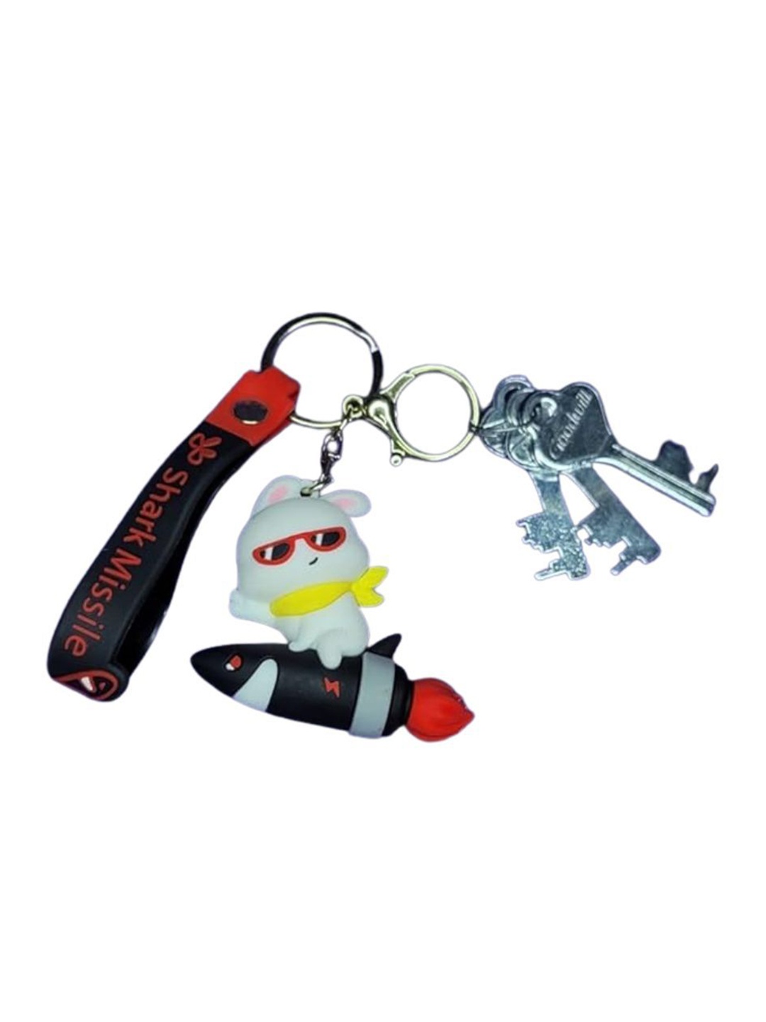 

Wonderland Kids Shark Missile Soaring Rabbit Rubber Key Chain, Red