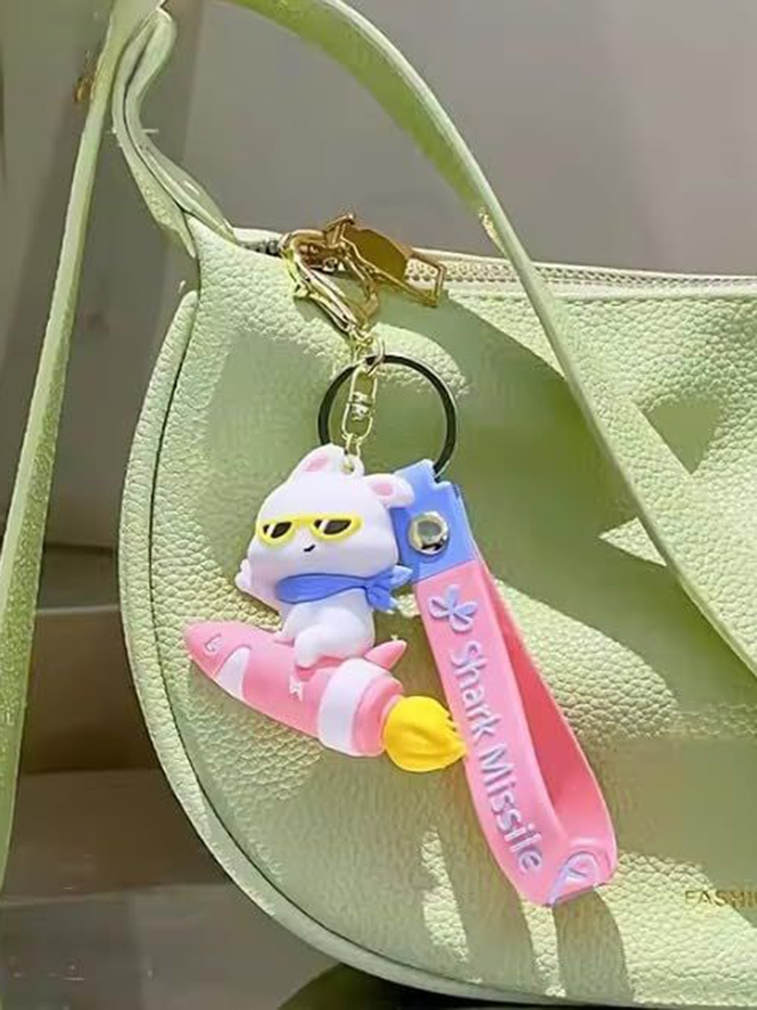 

Wonderland Kids Shark Missile Soaring Rabbit Key Chain, Pink