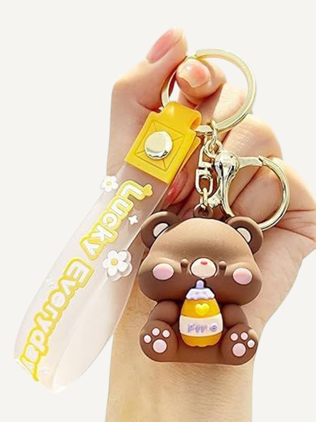

Wonderland Cute Lucky Drink Bear Key Chain, Brown