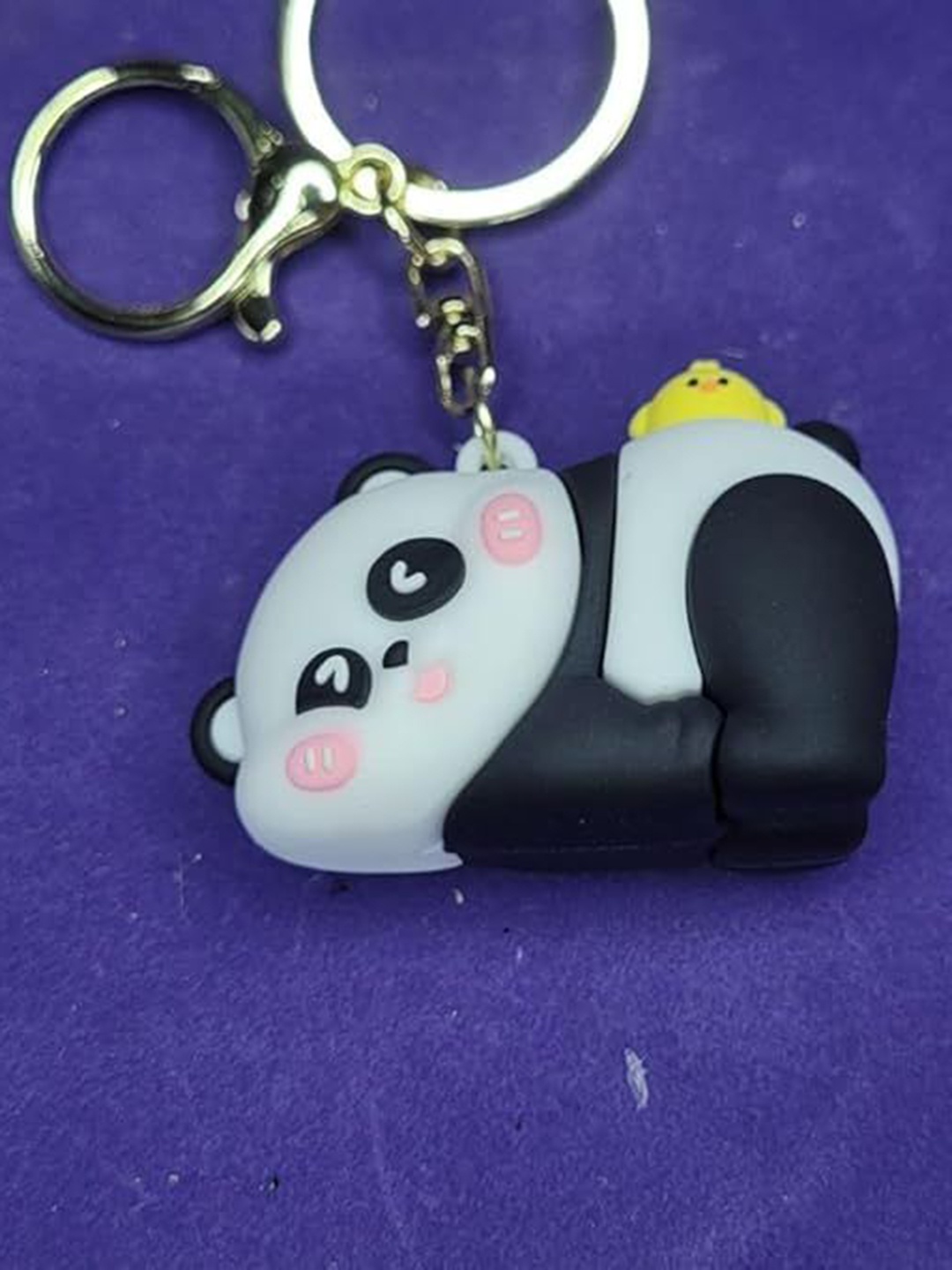 

Wonderland Kids Happy Panda Prone Position Keychain, White