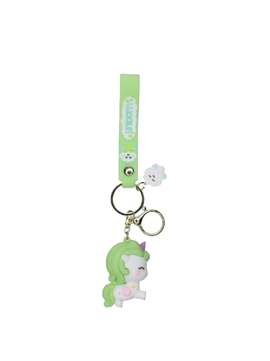 

Wonderland Kids Colorful Unicorn Rubber Key Chain, Green