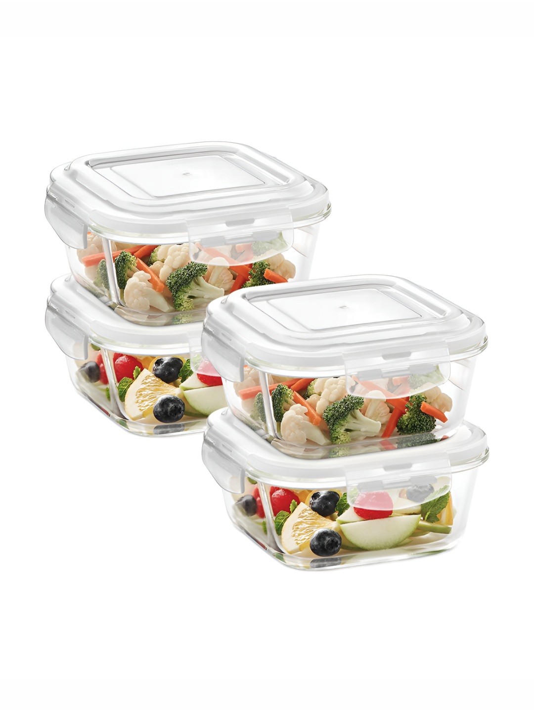 

BOROSIL Klip N Store Transparent 4 Pieces Borosilicate Glass Fridge Container 520 ml Each