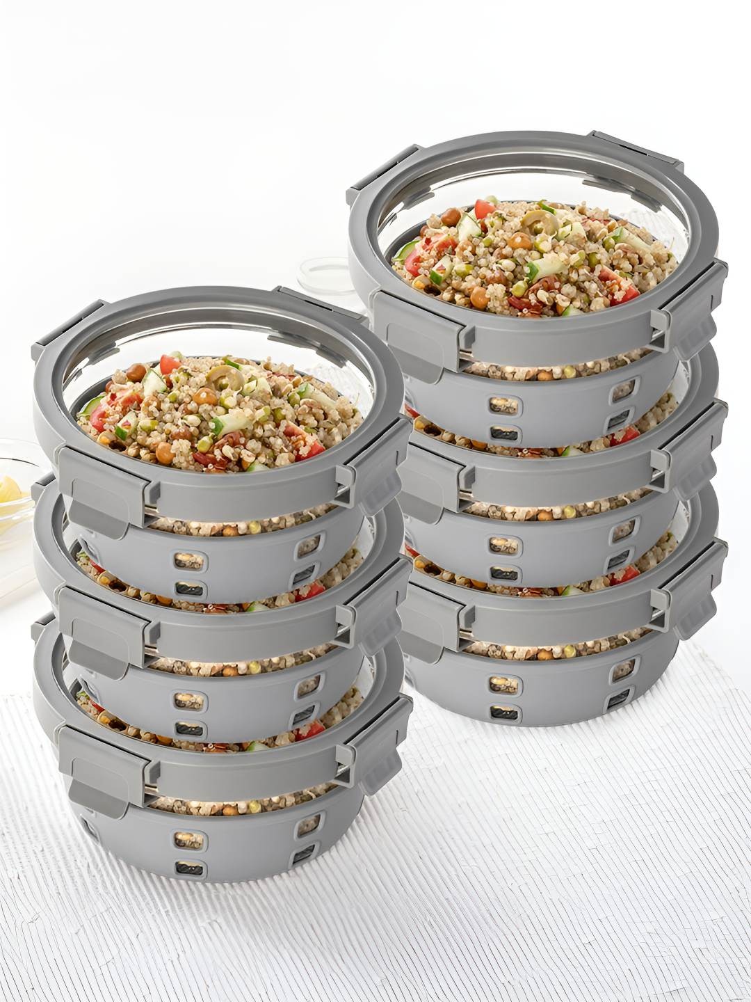 BOROSIL Klip N Store Transparent 6 Pieces Borosilicate Glass Fridge Containers 620 ml Each