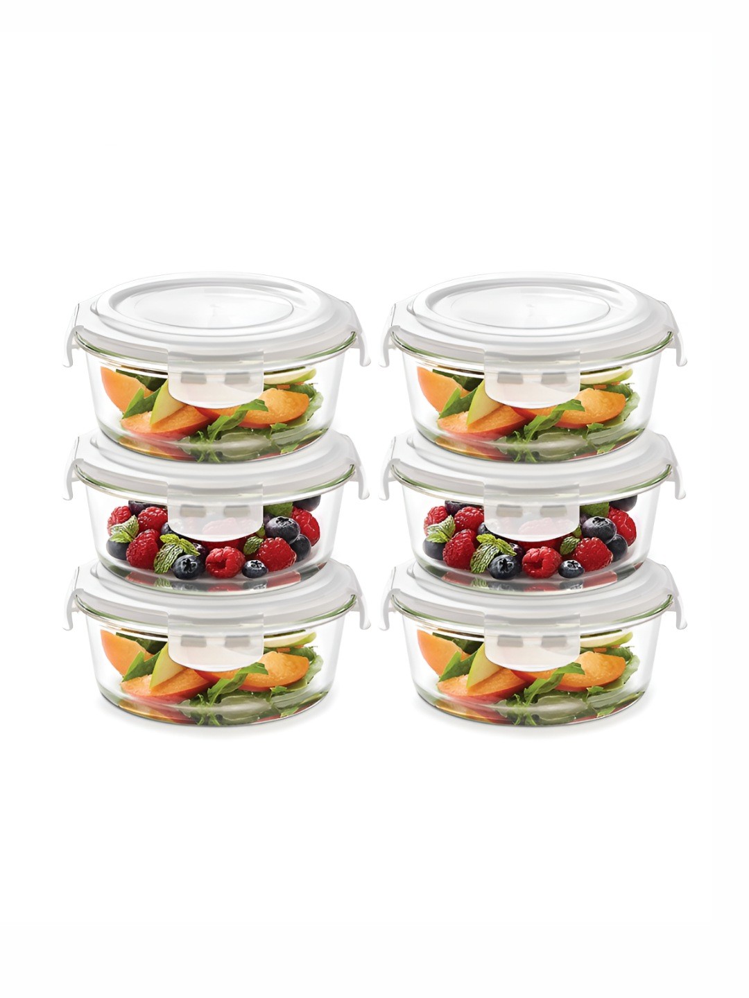 

BOROSIL Klip N Store Transparent 6 Pieces Borosilicate Glass Safe Containers 400 ml each