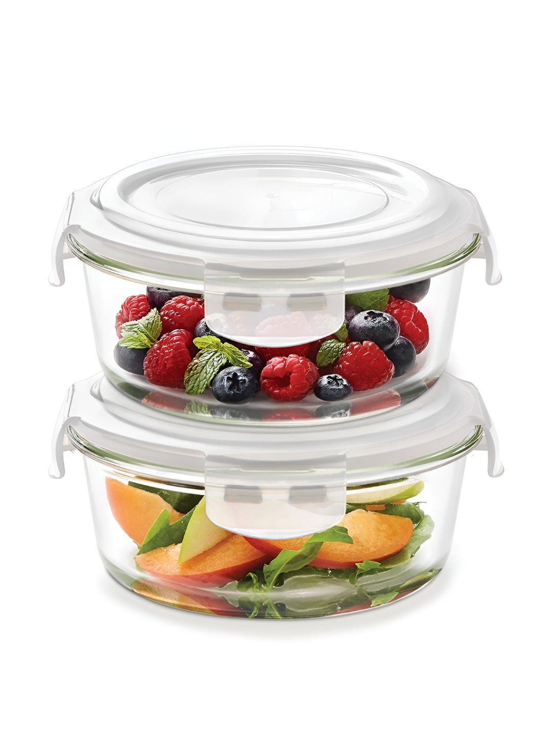 

BOROSIL Klip N Store Transparent 2 Pieces Round Glass Container With Airtight Lid