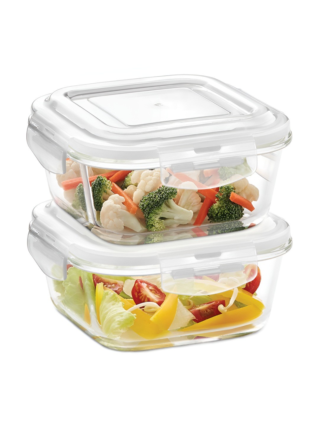 

BOROSIL Klip N Store Transparent 2 Pieces Square Glass Container With Airtight Lid