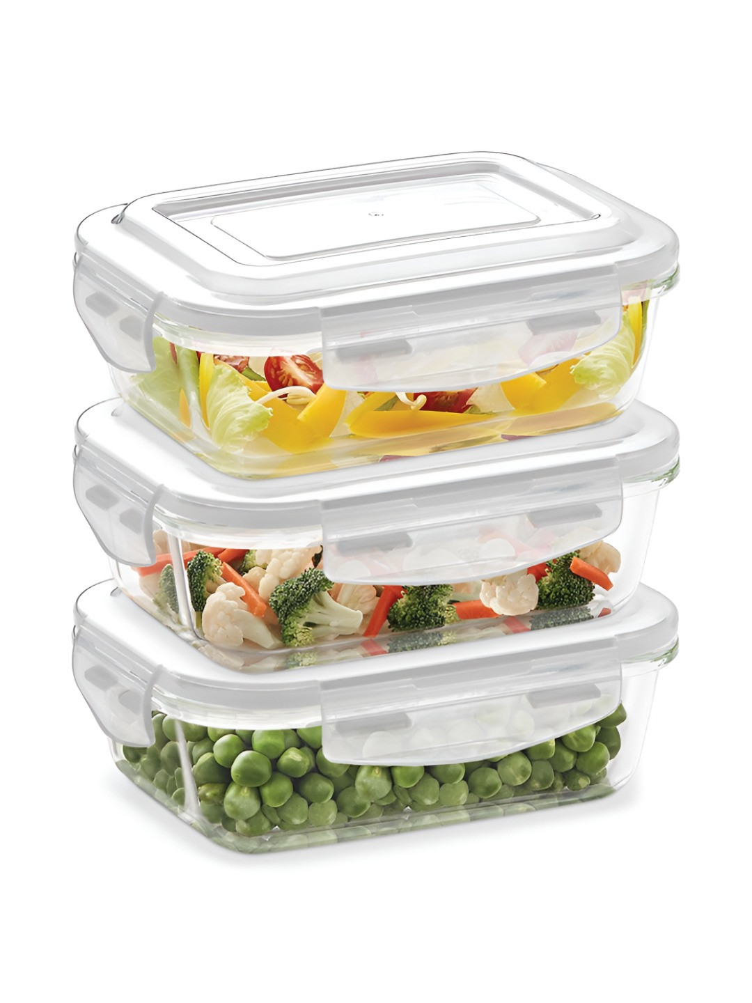

BOROSIL Klip N Store Transparent 3 Pieces Borosilicate Glass Fridge Containers 640 ml Each