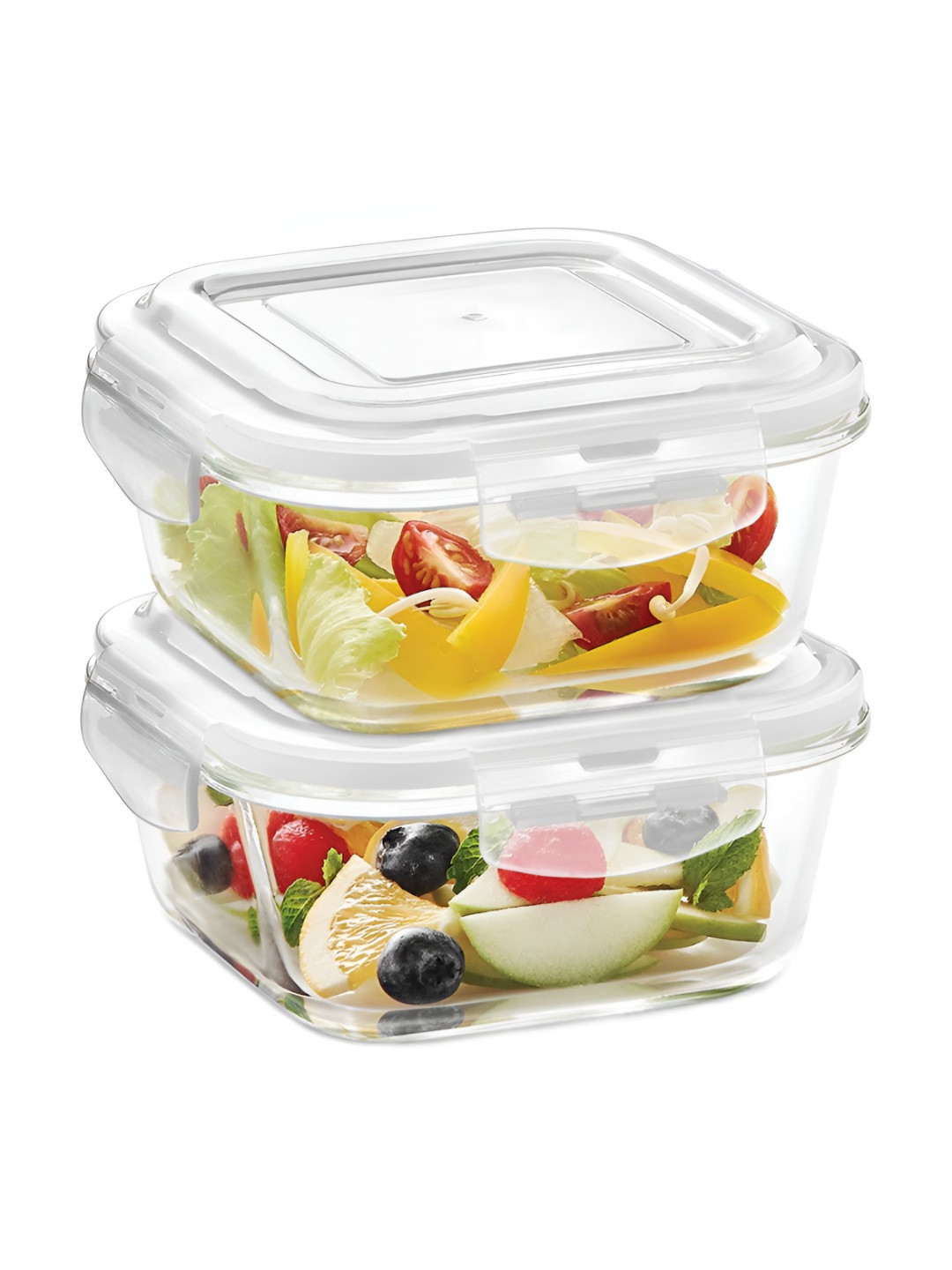 

BOROSIL Klip N Store Transparent 2 Pieces Square Glass Container With Airtight Lid