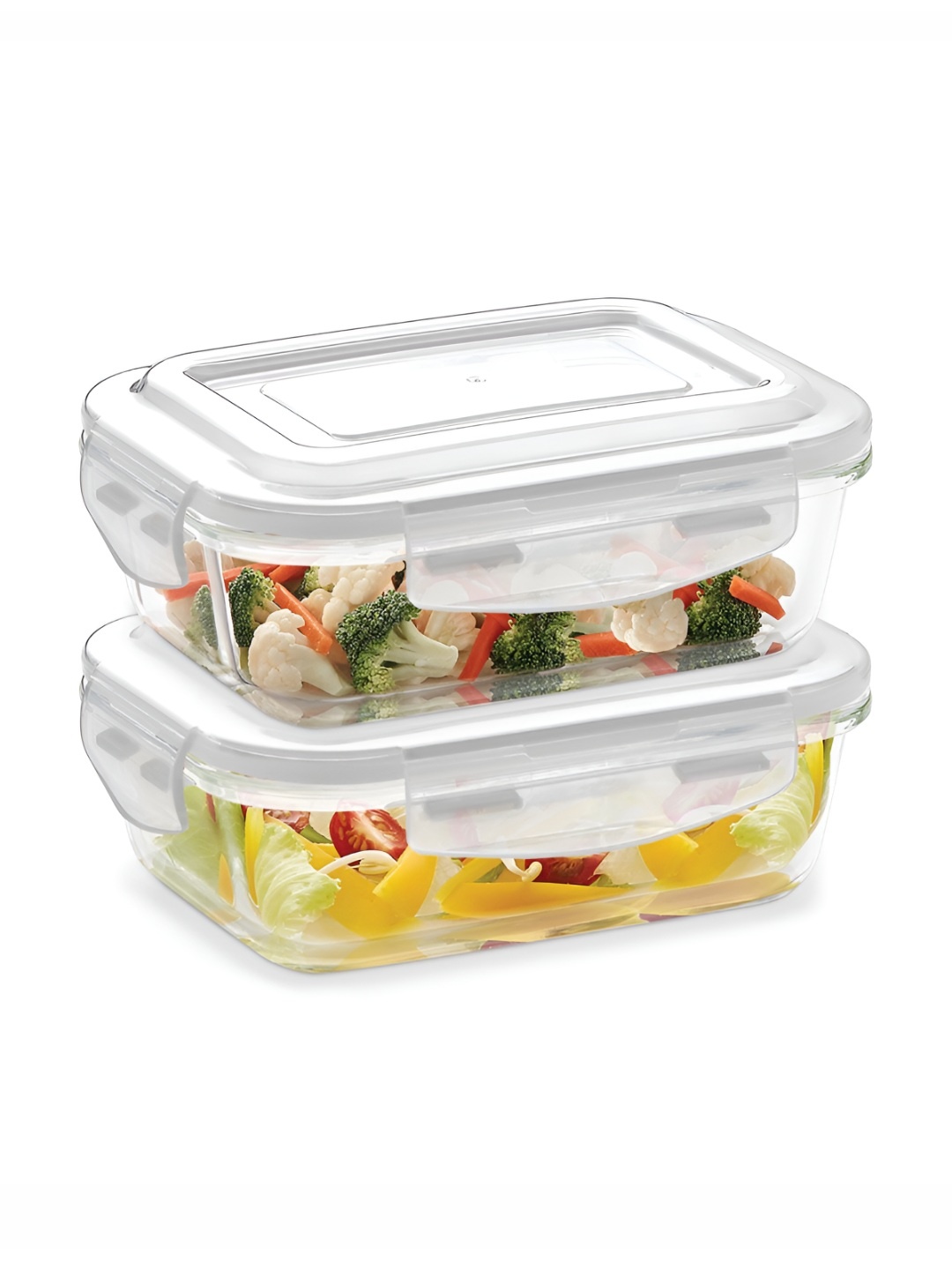 

BOROSIL Klip N Store Transparent 2 Pieces Rectangle Glass Container With Airtight Lid