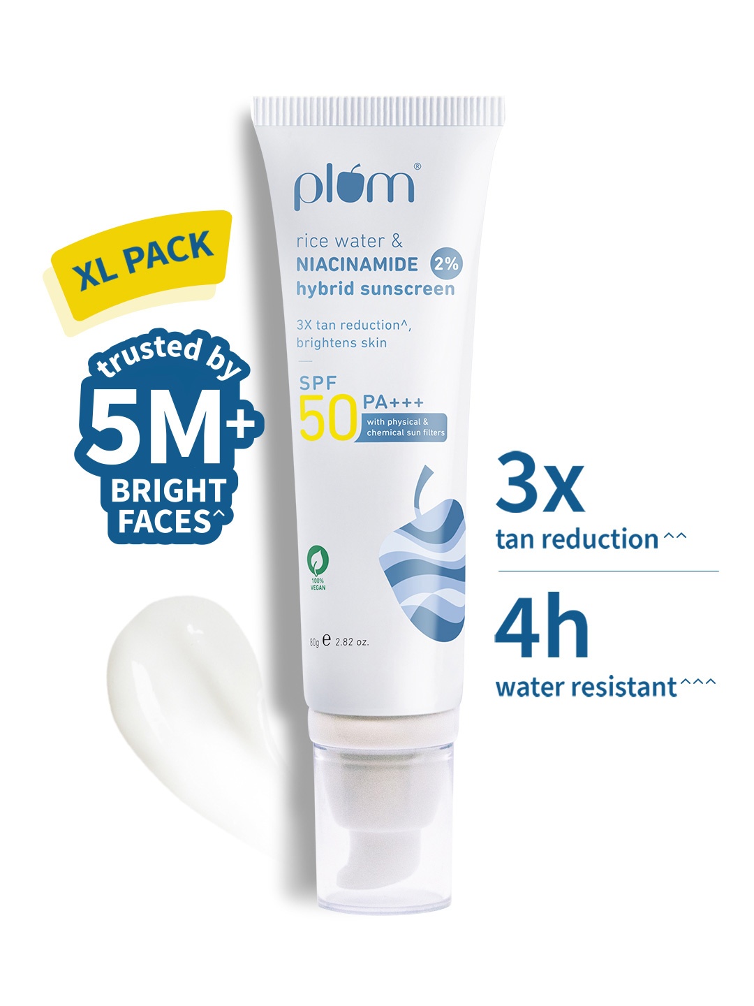 

Plum 2% Niacinamide Sunscreen SPF 50 PA+++ With Rice Water- 80 g, Blue