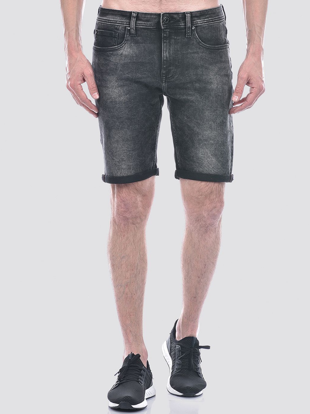 

Jack & Jones Men Regular Fit Mid-Rise Denim Shorts, Black