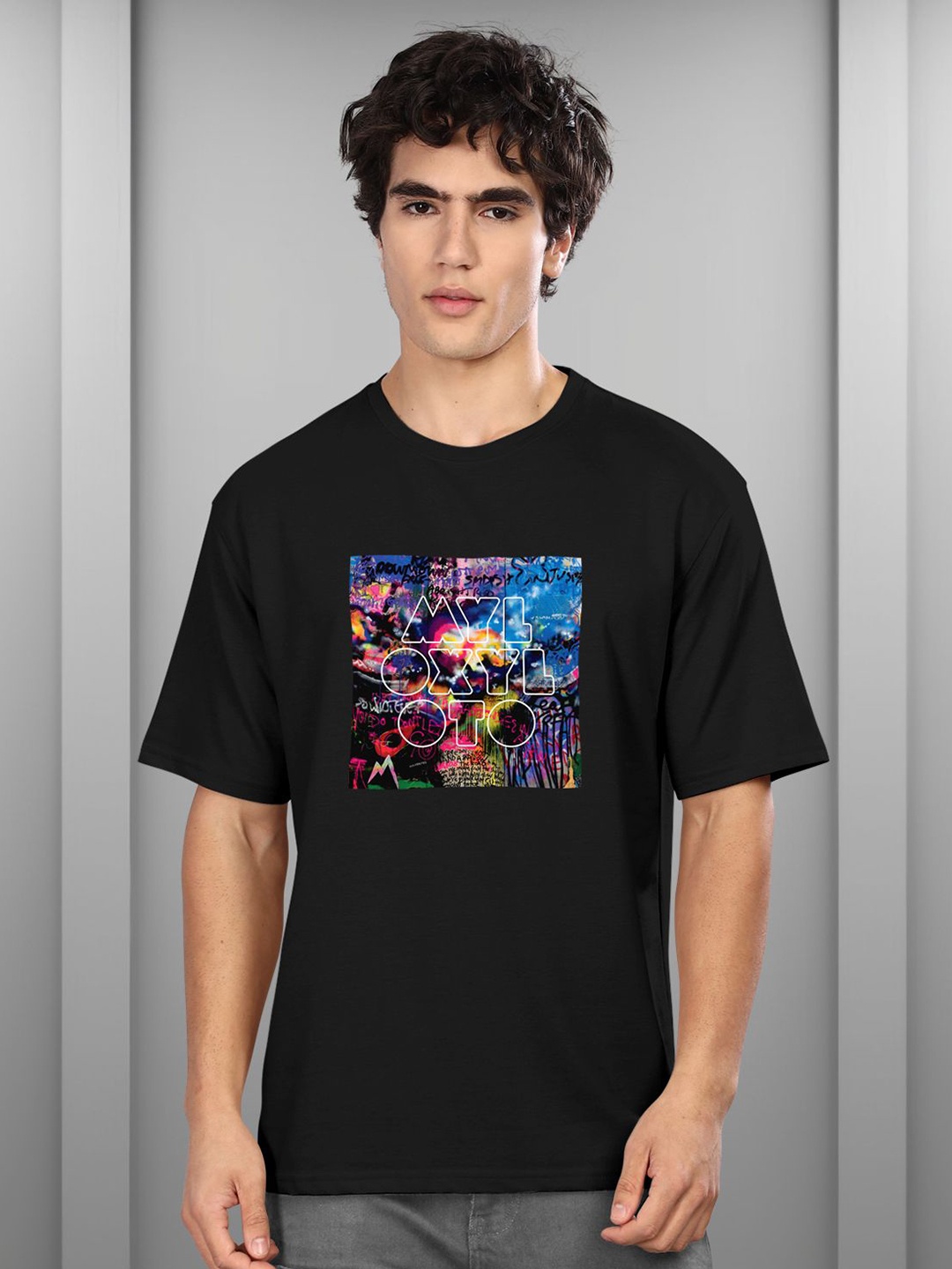

BULLMER Men Coldplay Printed Relaxed Fit Casual T-shirt, Black