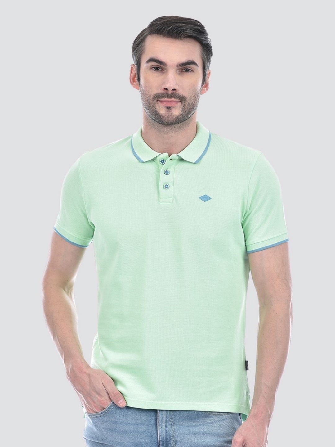 

Jack & Jones Men Solid Polo Collar Cotton T-shirt, Green