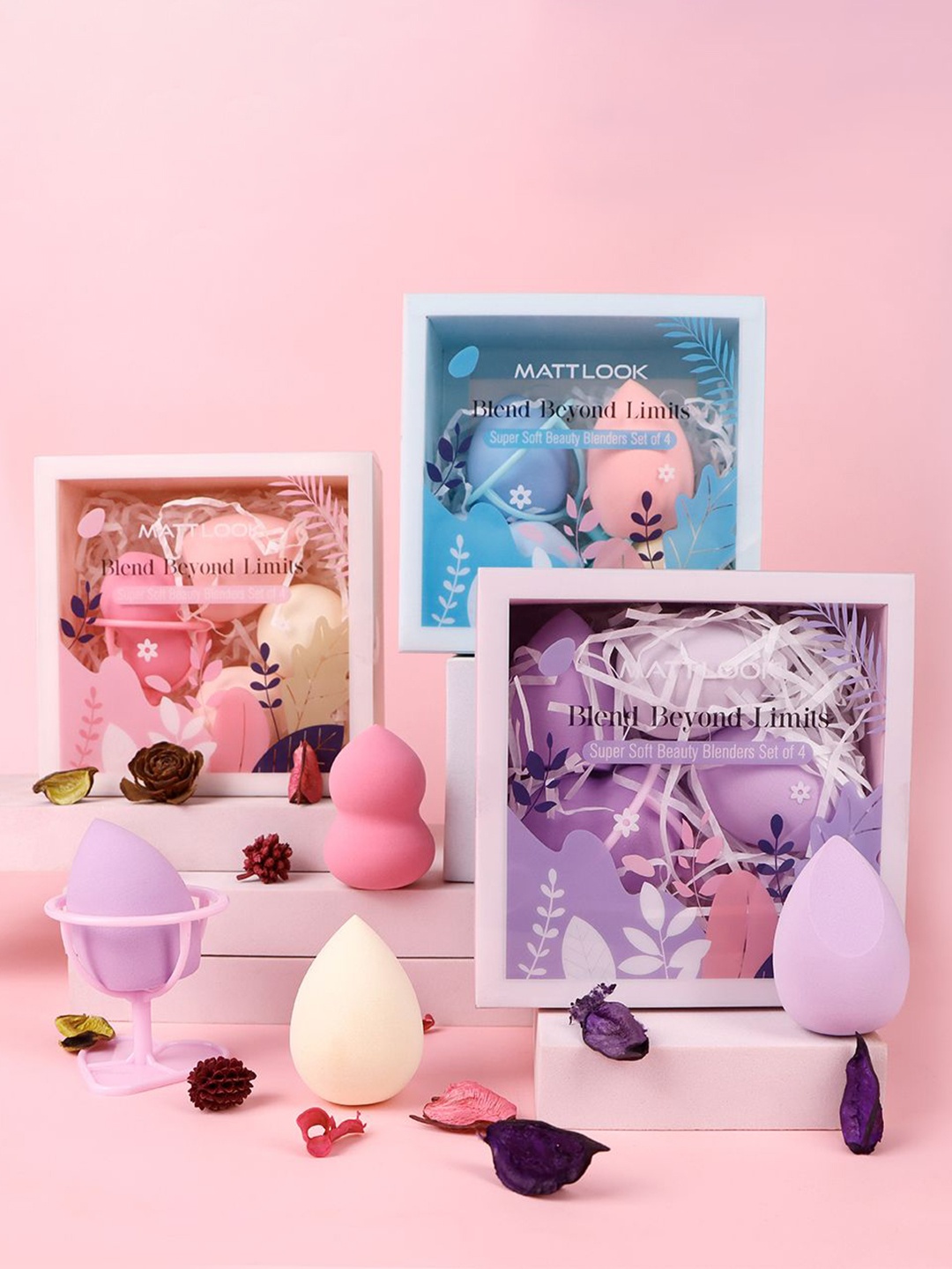 

MATTLOOK Blend Beyond Limits Set Of 4 Super Soft Latex-Free Beauty Blenders-Mauve Magic 03, Purple