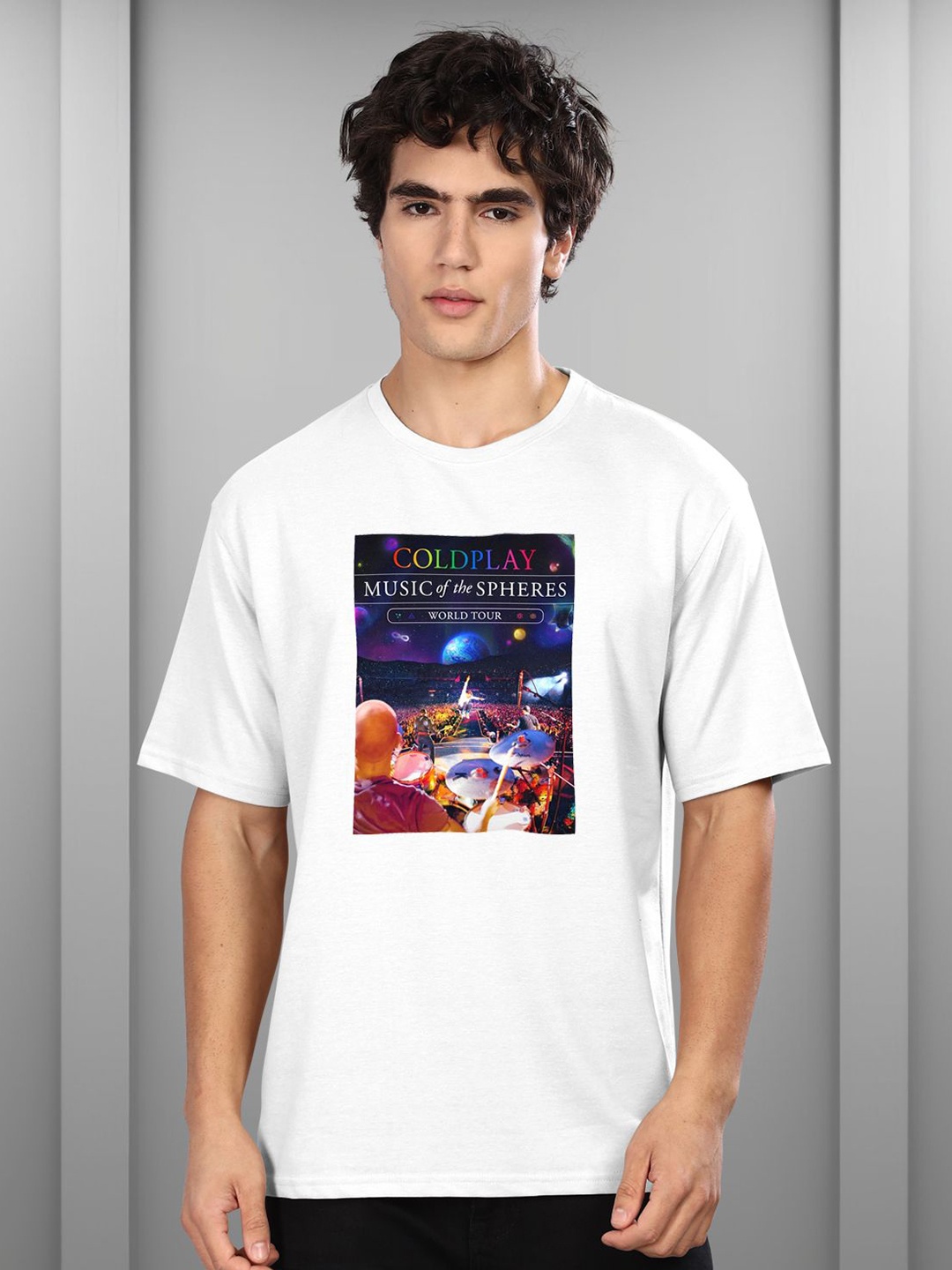 

BULLMER Men Coldplay Printed Relaxed Fit Casual T-shirt, White