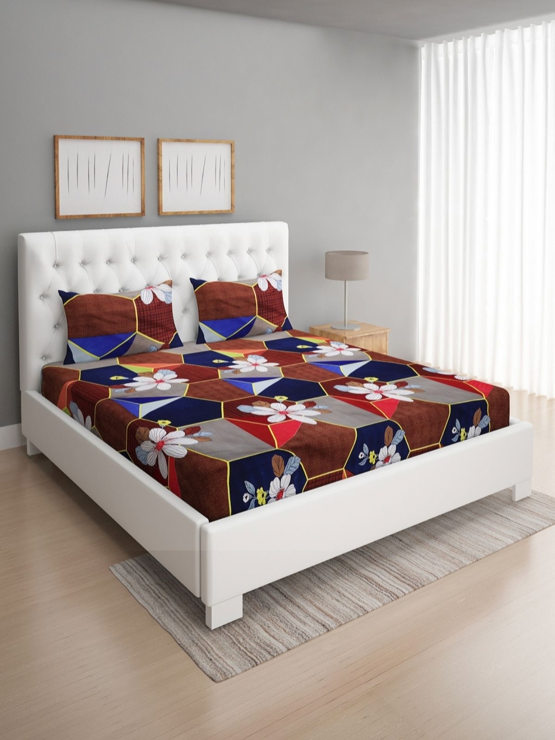 

Aura Brown Kids Print 160 TC Queen Bedsheet with 2 Pillow Covers