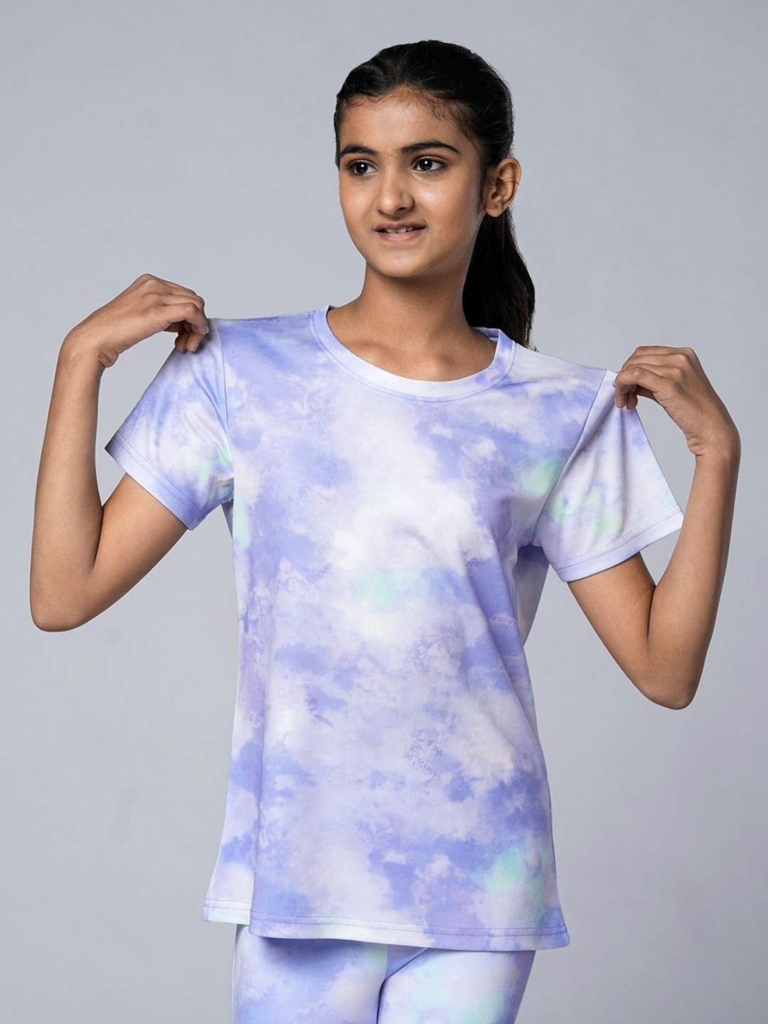 

UMILDO Girls Dri-FIT Dyed Round Neck T-shirt, Lavender