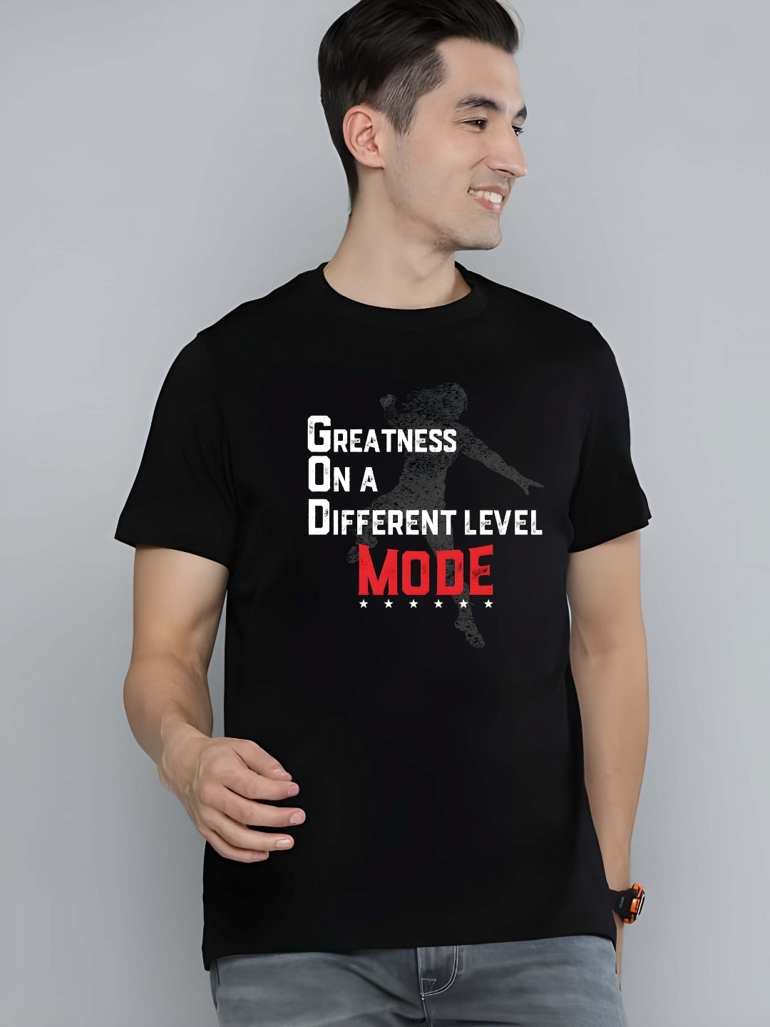 

KAIDO Men Typography Printed Round Neck Cotton T-shirt, Black