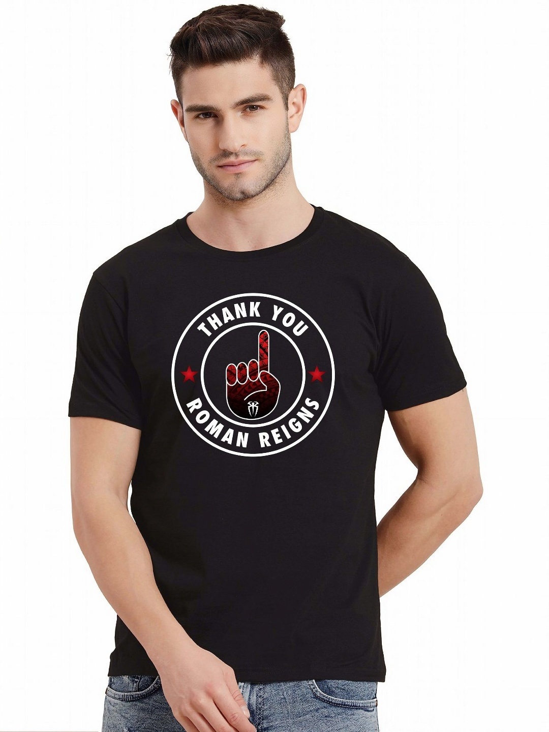 

KAIDO Men Graphic Printed Round Neck Cotton T-shirt, Black