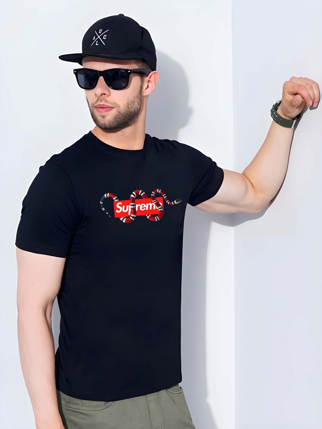 

KAIDO Men Typography Printed Pure Cotton T-shirt, Black
