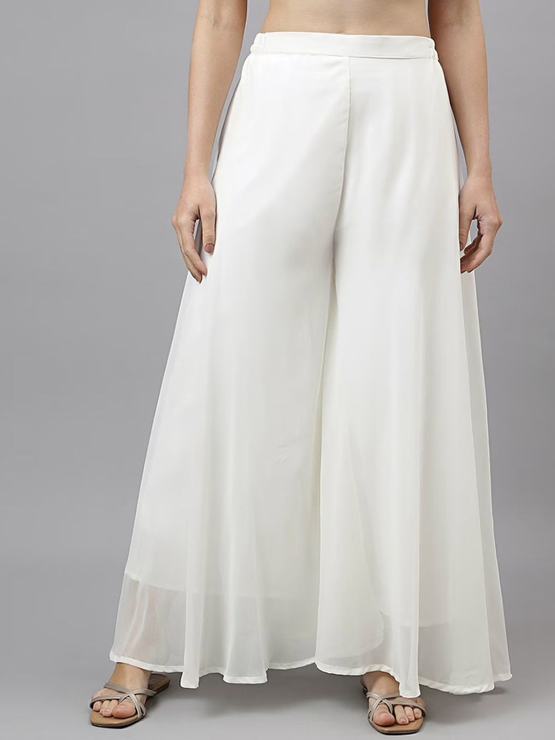 

Moda Rapido Women Wide Leg Georgette Palazzos, White