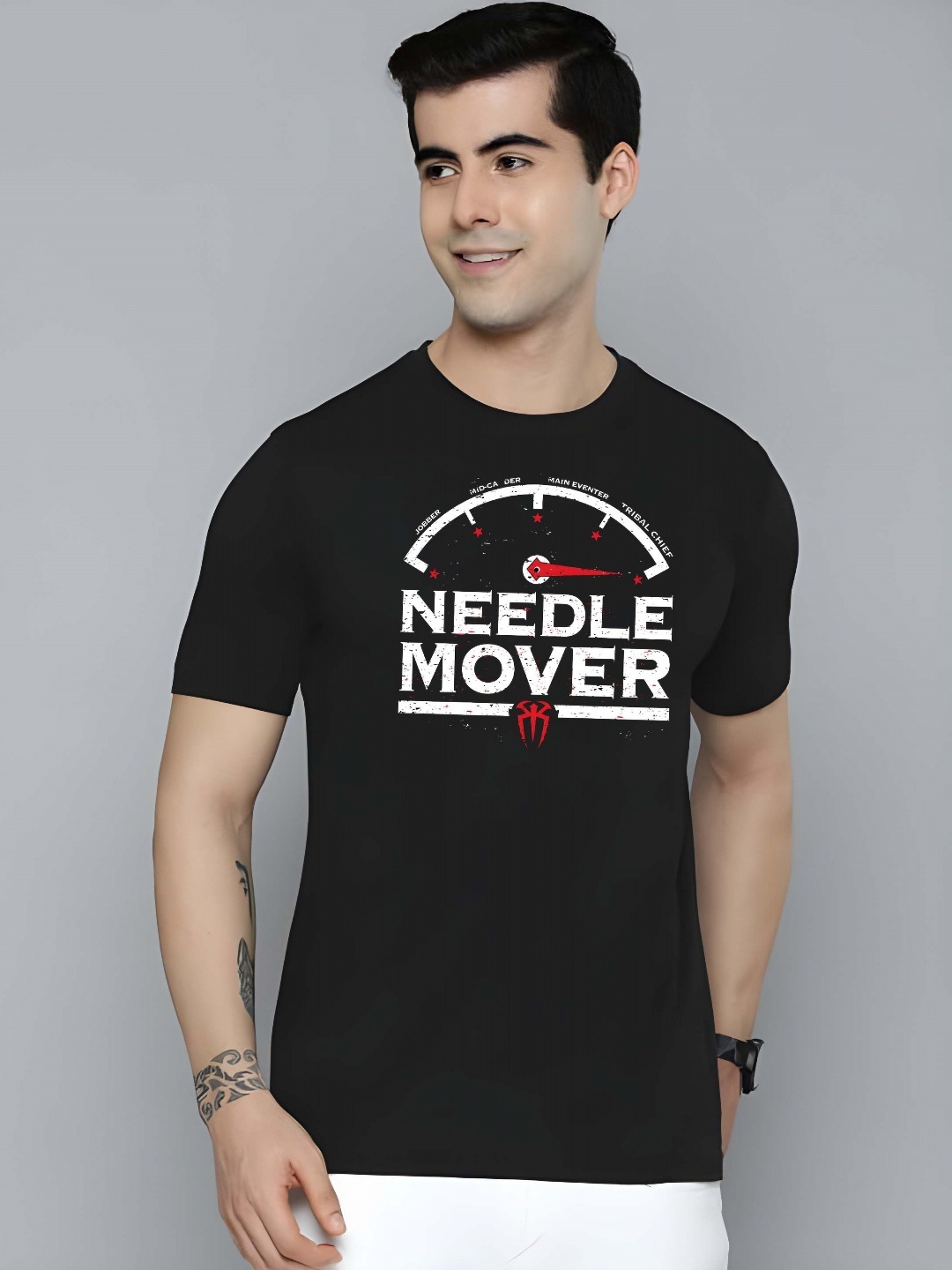 

KAIDO Men Typography Printed Round Neck Cotton T-shirt, Black