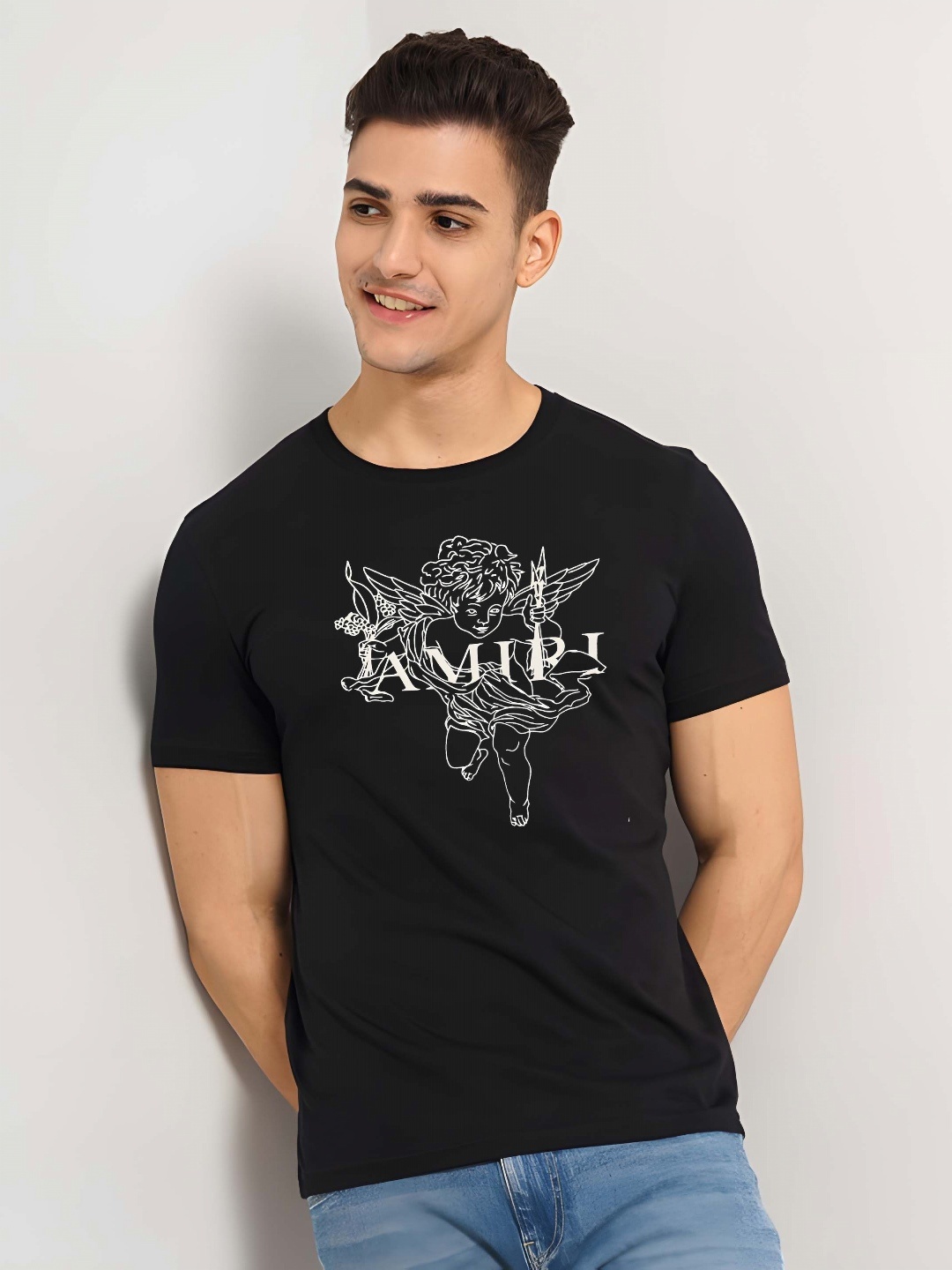 

KAIDO Men Graphic Printed Pure Cotton T-shirt, Black
