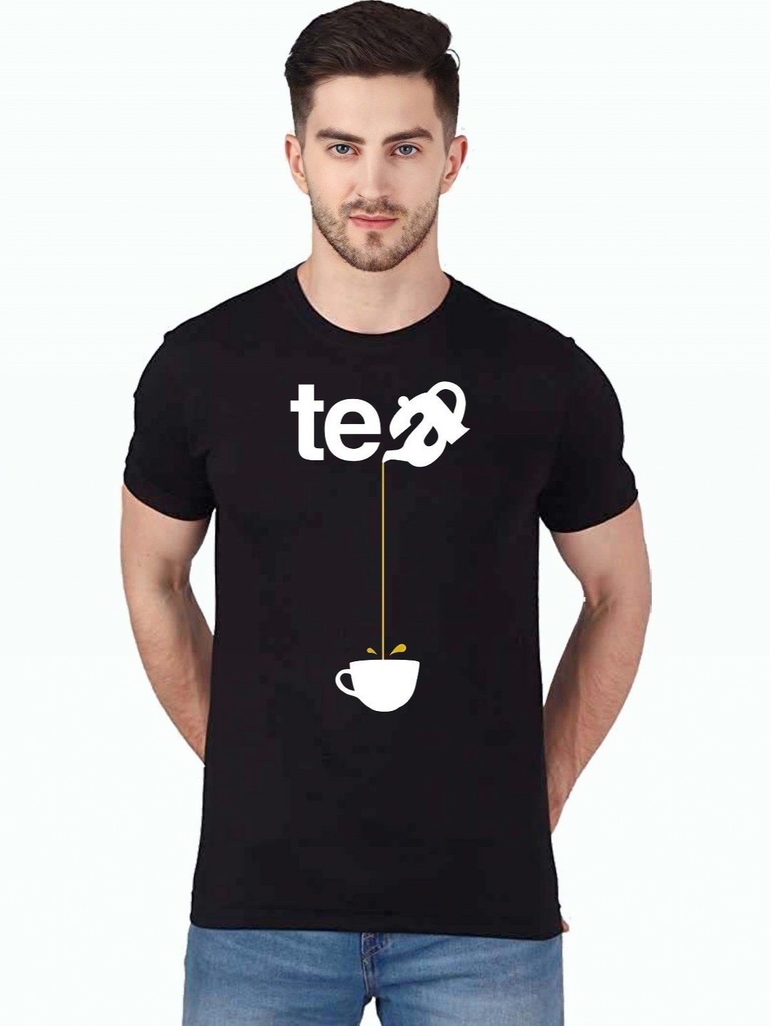 

KAIDO Men Graphic Printed Round Neck Cotton T-shirt, Black