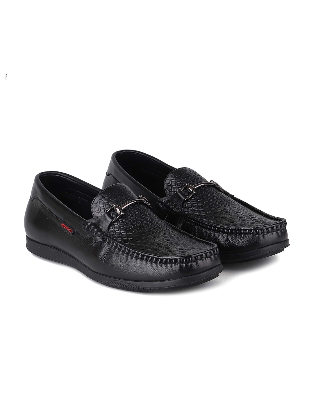 

Red Chief Men Textured Leather Slip On Loafers, Black