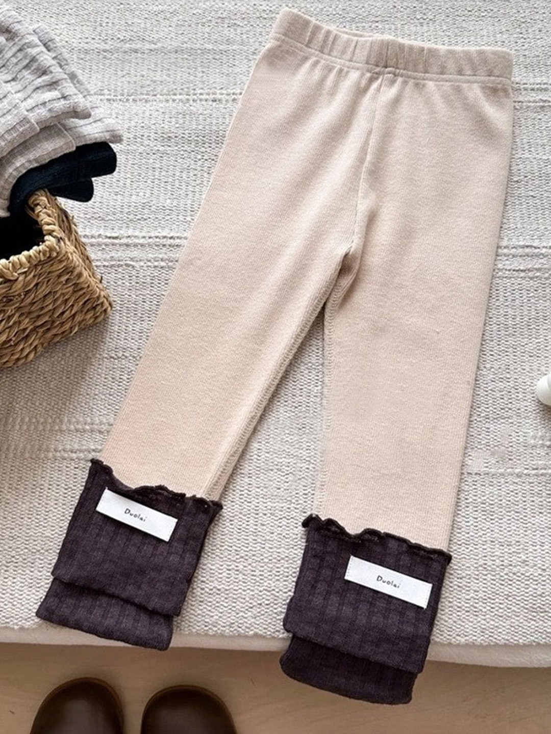 

FOREVER FRIDAY Girls Pure Cotton Mid Rise Ankle Length Leggings, Off white