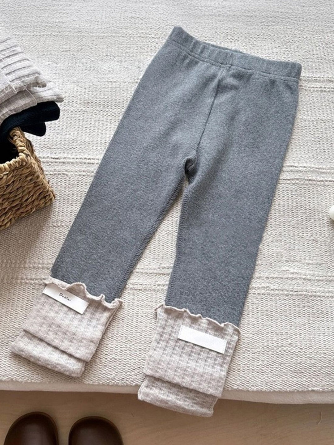 

FOREVER FRIDAY Girls Pure Cotton Mid Rise Ankle Length Leggings, Grey